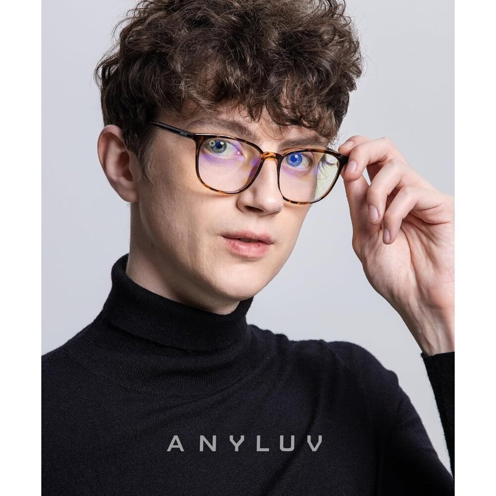 Unisex Tortoiseshel Eyewear Look Clear Frame Blue Lens Anti Eyestrain Sunglasses - Picture 2 of 6